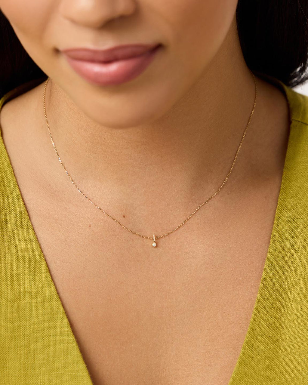 Solid Yellow Gold - Opal Mini Birthstone Charm