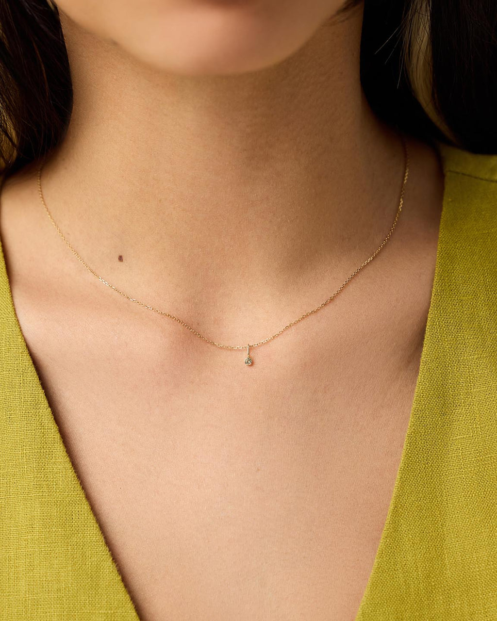 Solid Yellow Gold - Peridot Mini Birthstone Charm