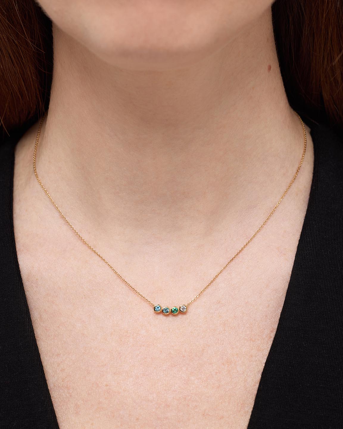 Birthstone Necklace - 4 Stone Birthstone Necklace