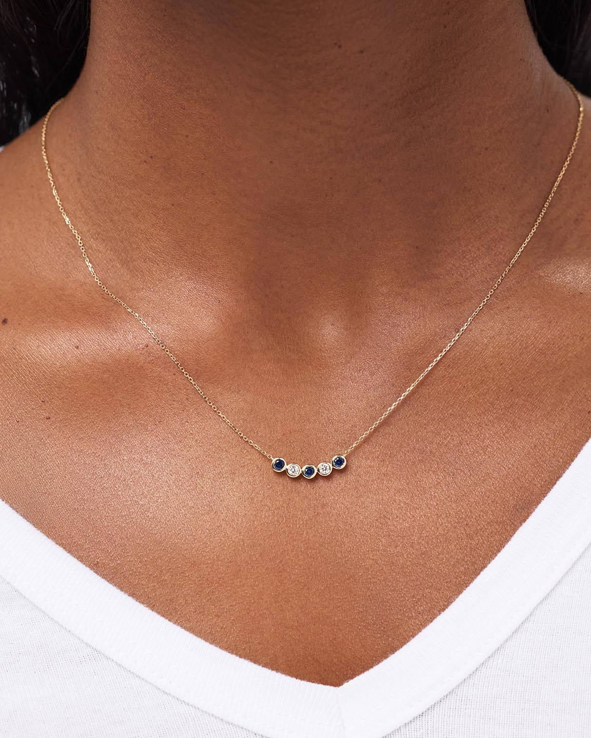 Birthstone Necklace - 5 Stone Birthstone Necklace