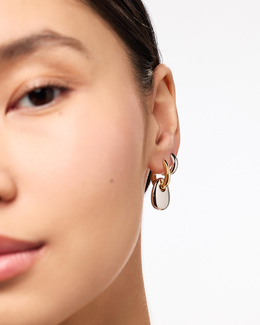 Gold Drop Earrings - Kayla Two Tone