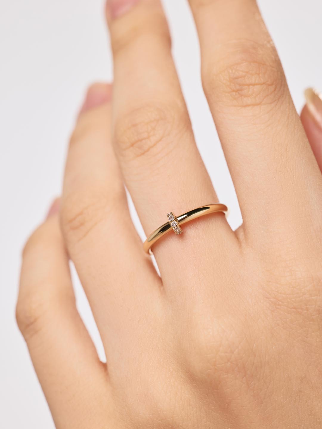 Solid Yellow Gold - Diamond Link Ring
