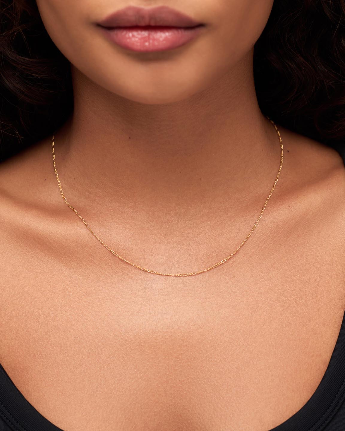 Solid Yellow Gold - Figaro Chain Necklace