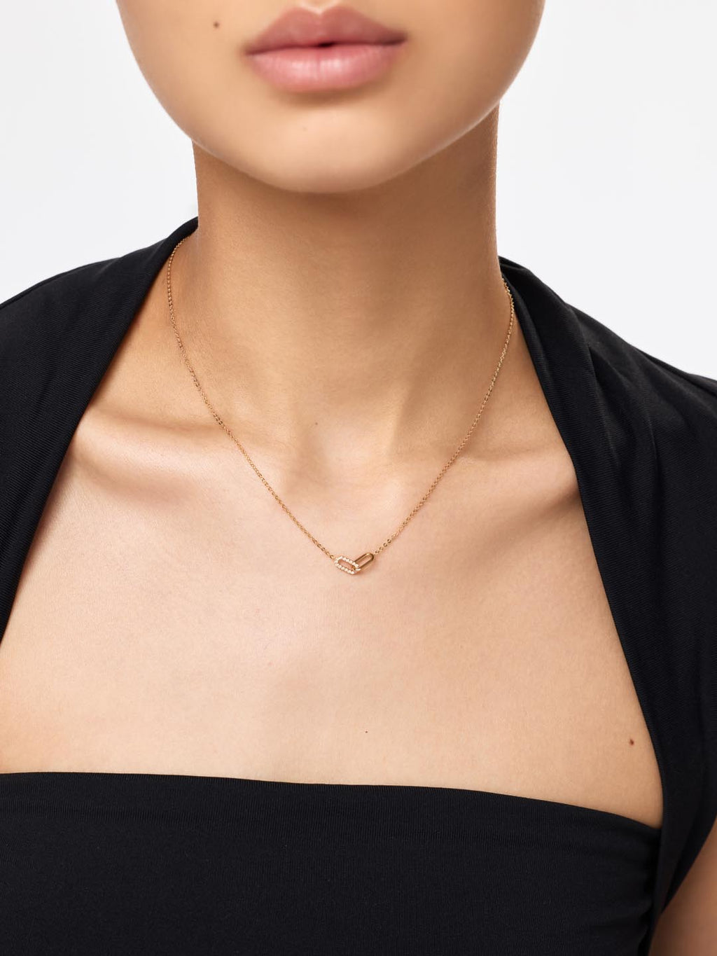 Solid Yellow Gold - Diamond Link Necklace