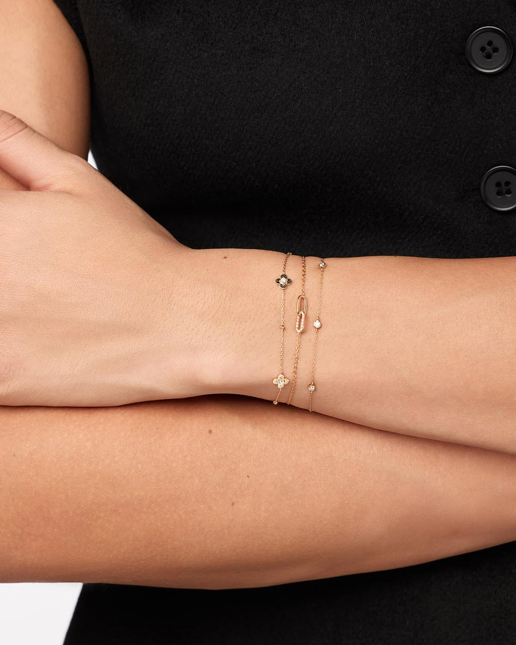 Solid Yellow Gold - Mini Flower Station Bracelet