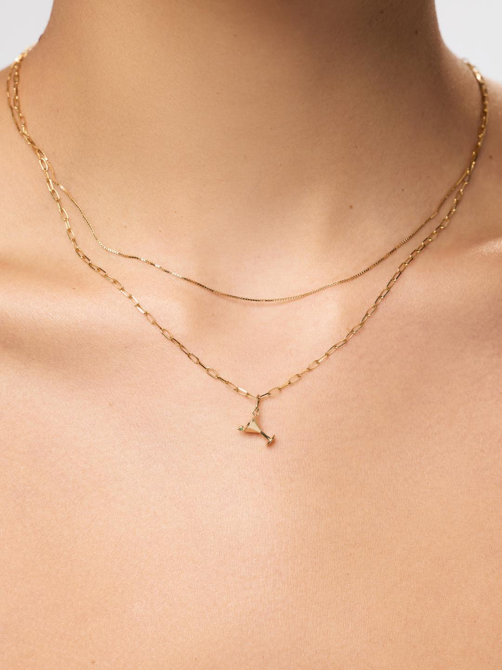 Solid Yellow Gold - Emerald Martini Charm