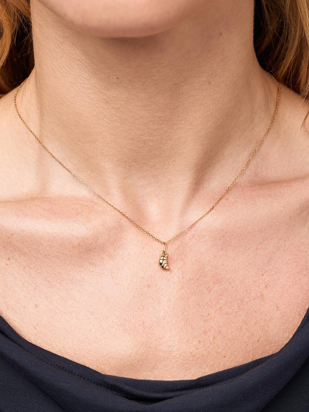 Solid Yellow Gold - Mini Croissant Charm