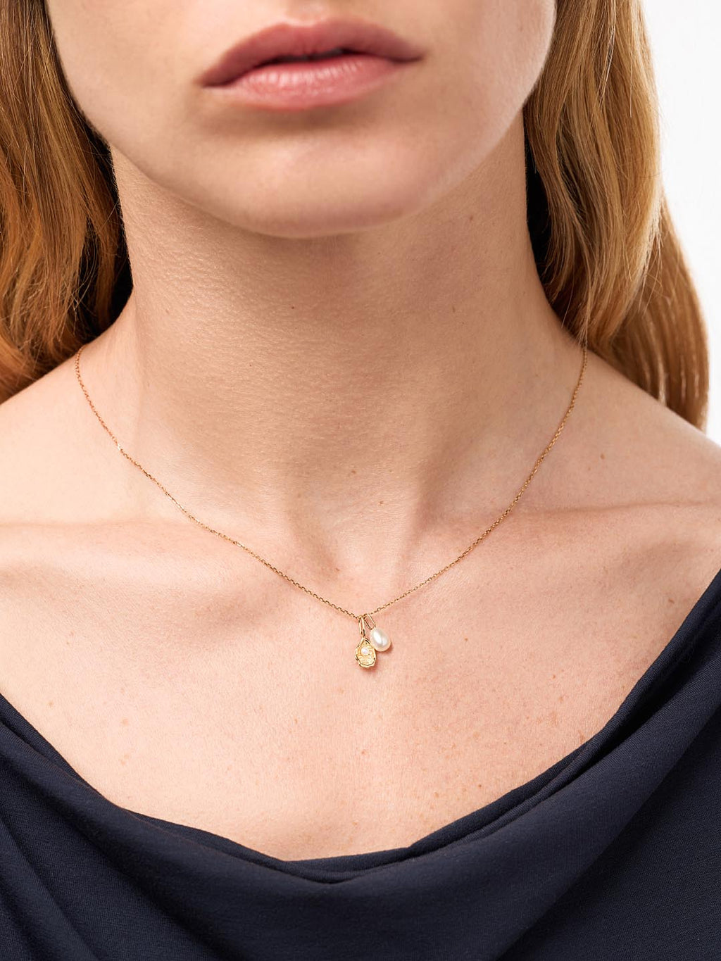 Solid Yellow Gold - Oyster Charm Necklace