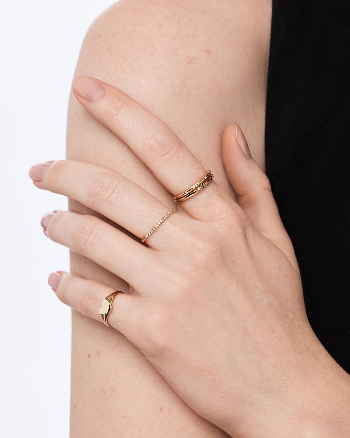 Solid Yellow Gold - 2 Stone Birthstone Ring