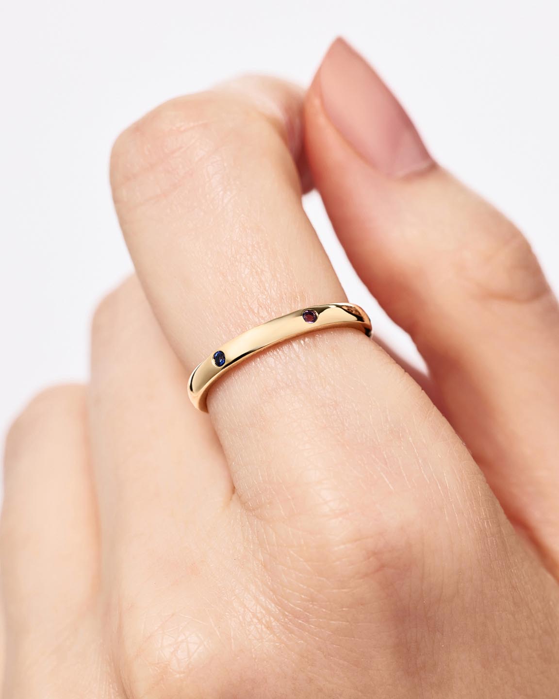 Solid Yellow Gold - 6 Stone Station Birthstone Ring