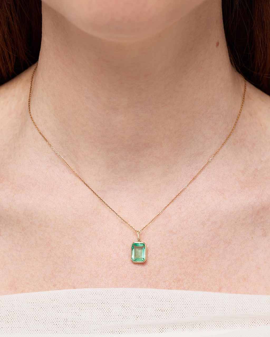 Solid Yellow Gold - Green Sapphire Spritz Necklace