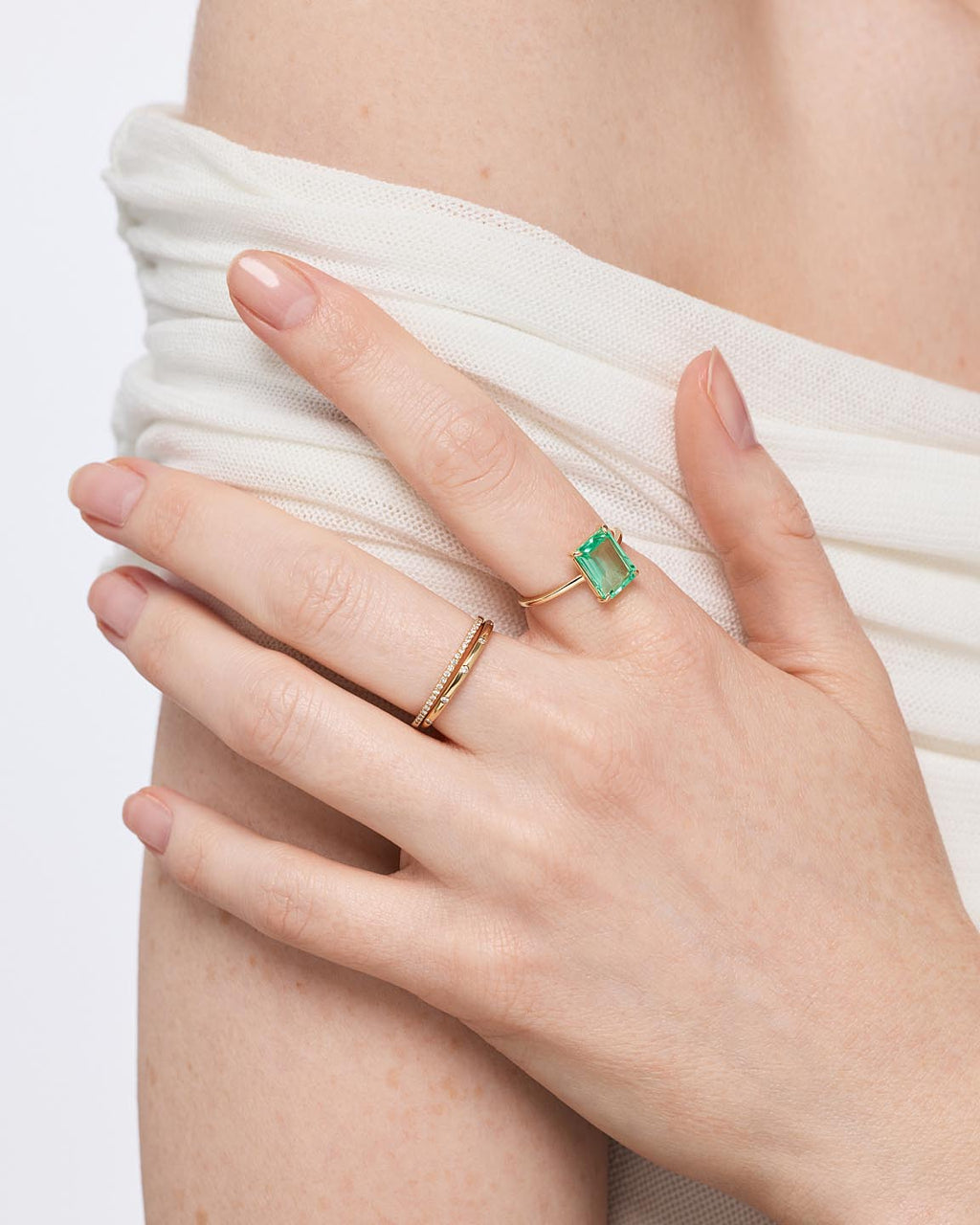 Solid Yellow Gold - Green Sapphire Spritz Ring