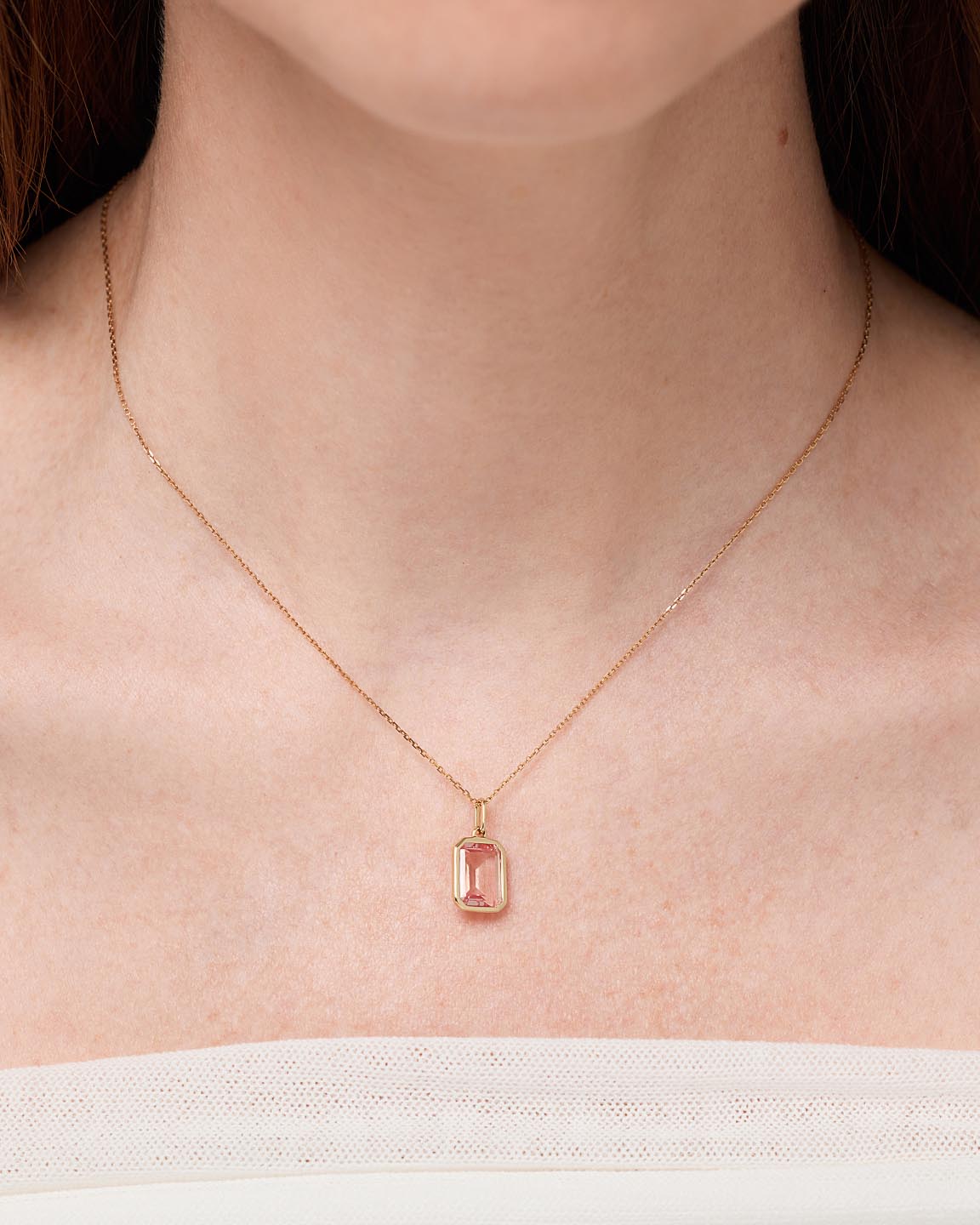 Solid Yellow Gold - Light Pink Sapphire Spritz Necklace