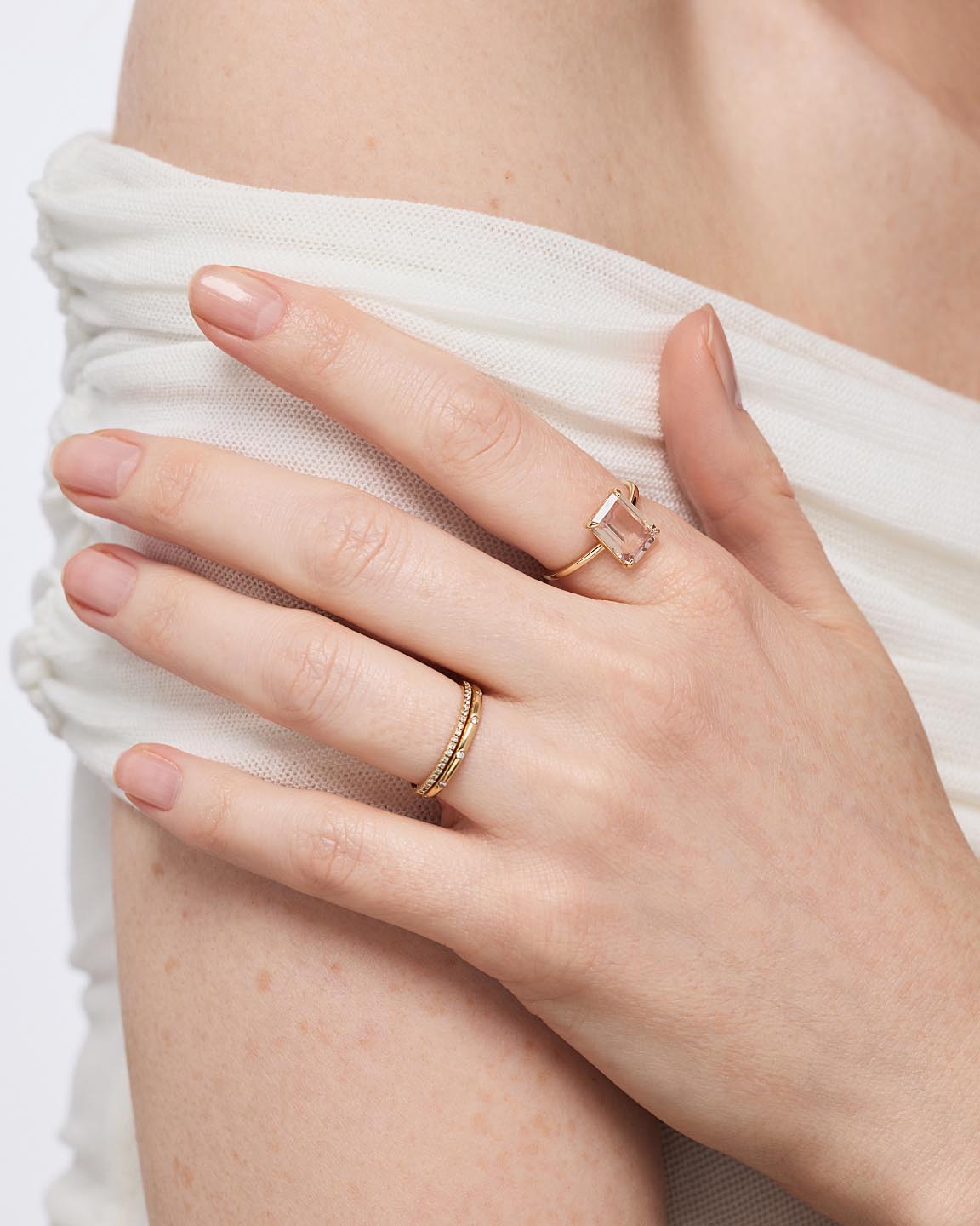 Solid Yellow Gold - Light Pink Sapphire Spritz Ring
