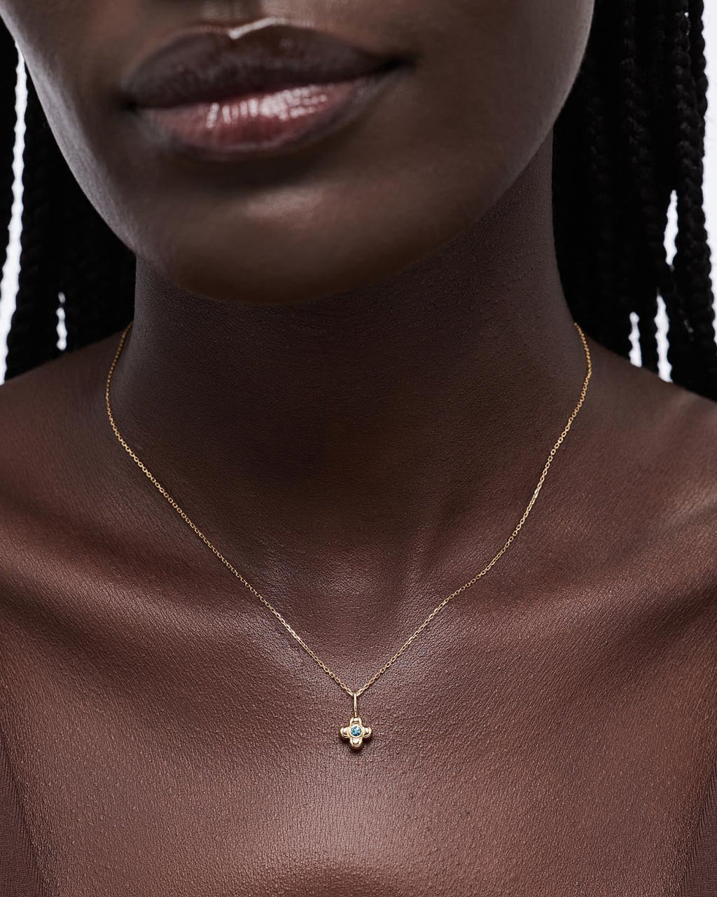 Solid Yellow Gold - London Blue Topaz Mini Liora Necklace
