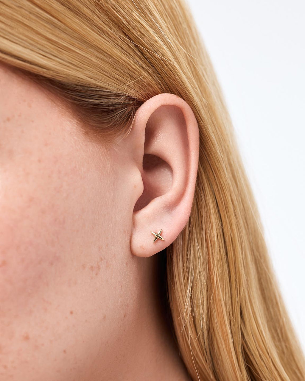 Solid Yellow Gold - X Flatback Studs
