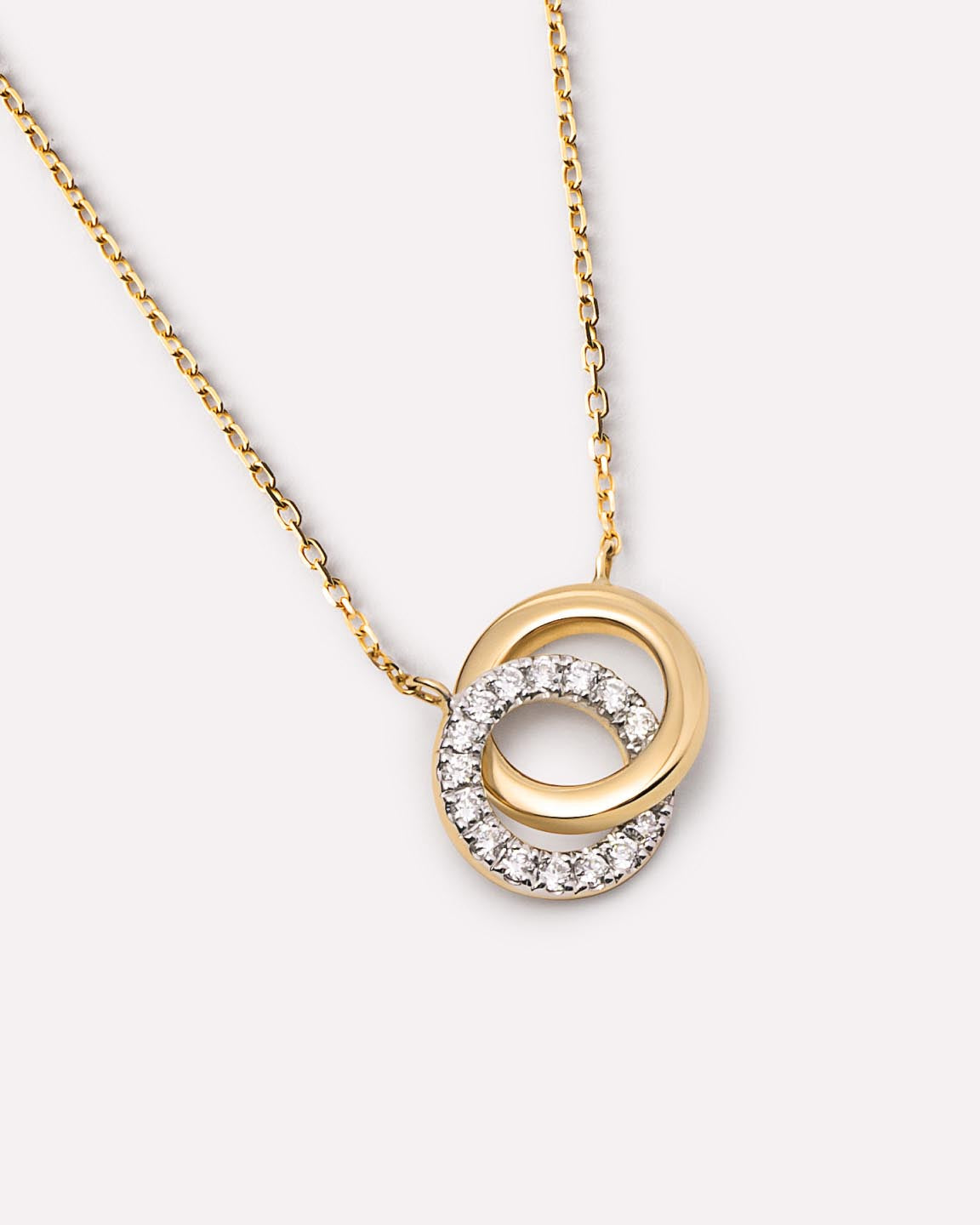 Solid Yellow Gold - Duo Links Diamond Necklace
