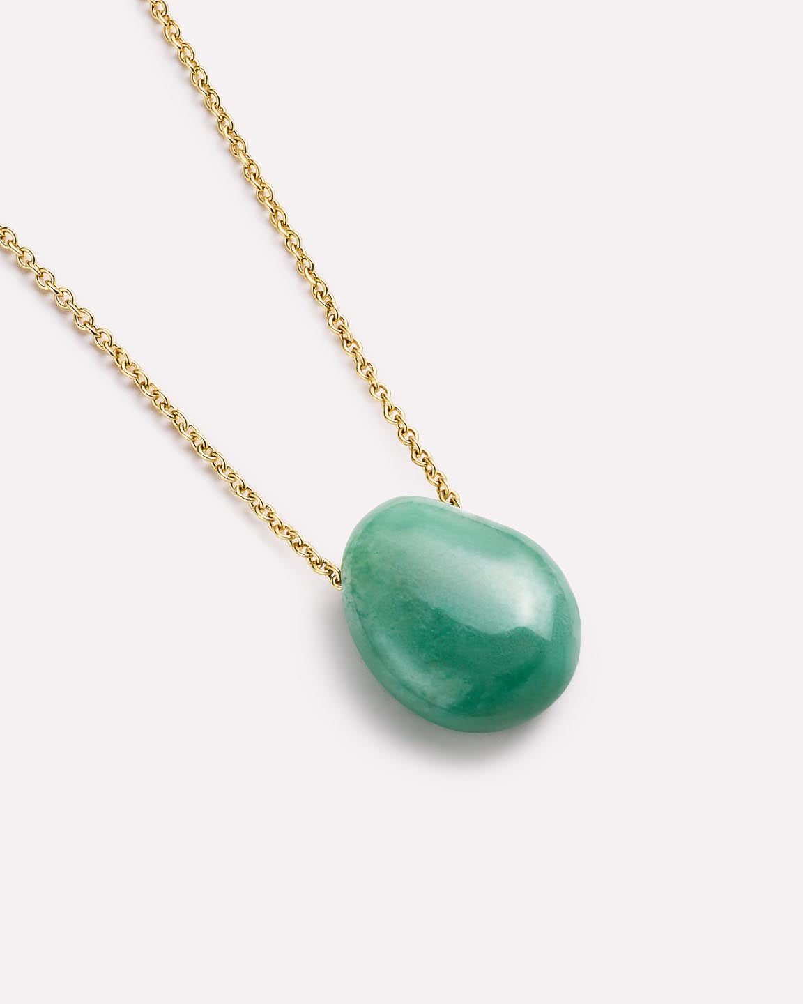 Gold Pendant Necklace - Pebble Mini Aventurine