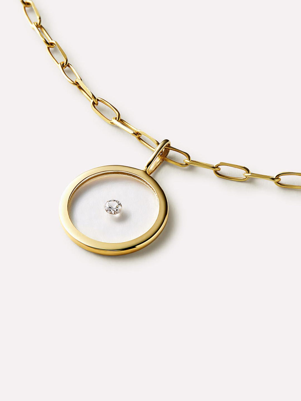 Gold Pendant - Floating Diamond Charm Large