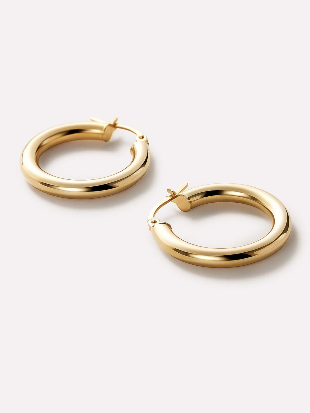 Chunky Gold Hoop Earrings - Gold Classic Hoops Medium