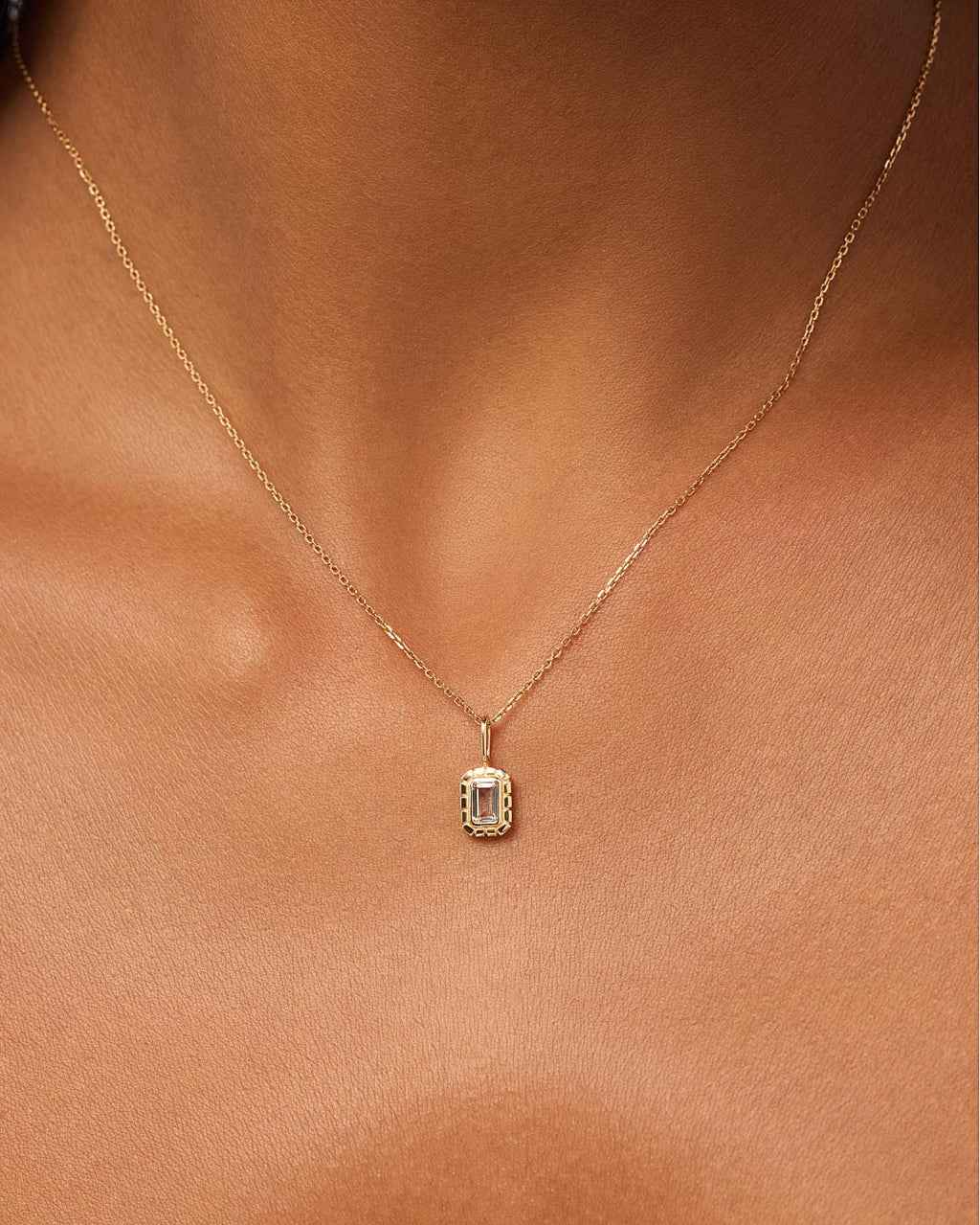 Solid Yellow Gold - White Sapphire Heirloom Necklace