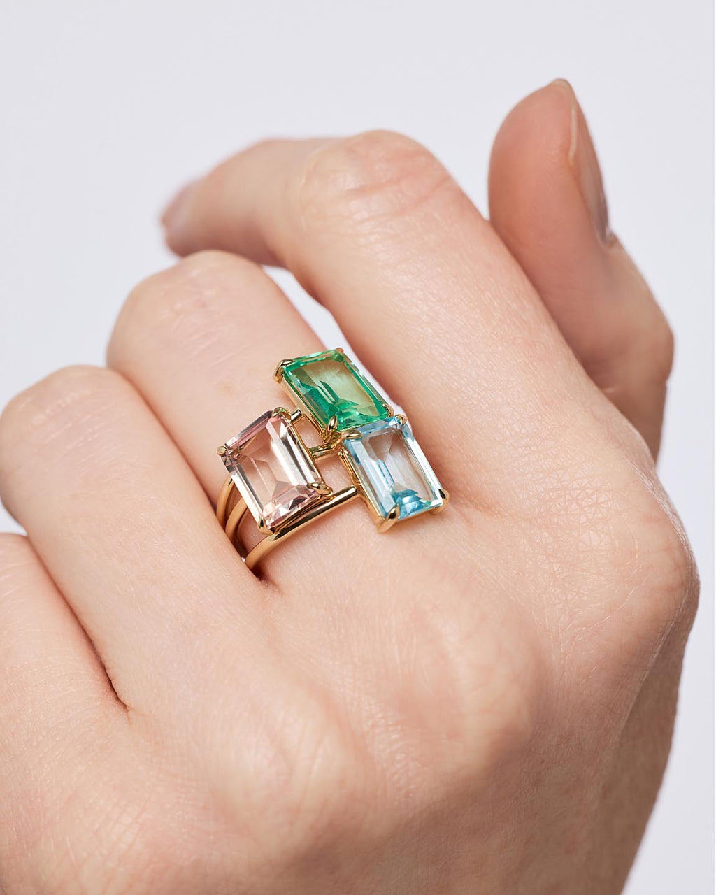 Solid Yellow Gold - Blue Topaz Spritz Ring