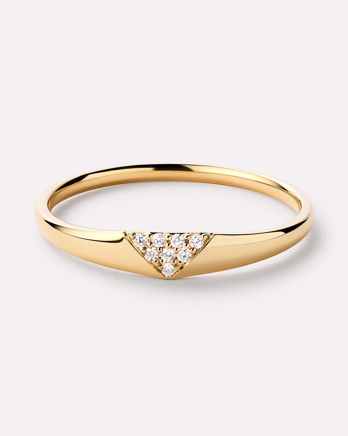 Solid Yellow Gold - Trillion Diamond Signet Ring