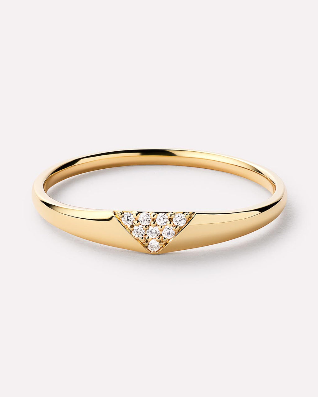 Solid Yellow Gold - Trillion Diamond Signet Ring