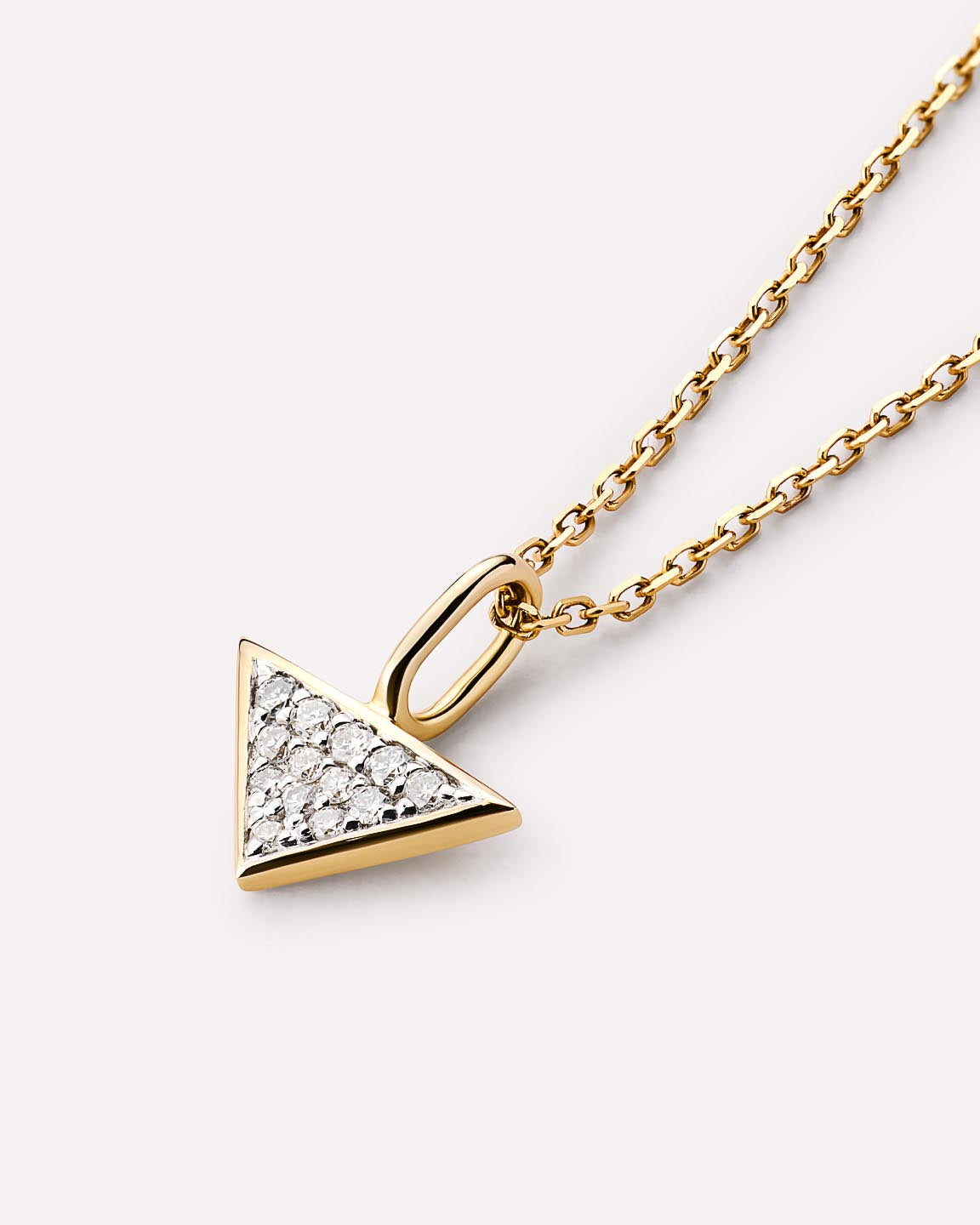 Solid Yellow Gold - Trillion Diamond Charm Necklace