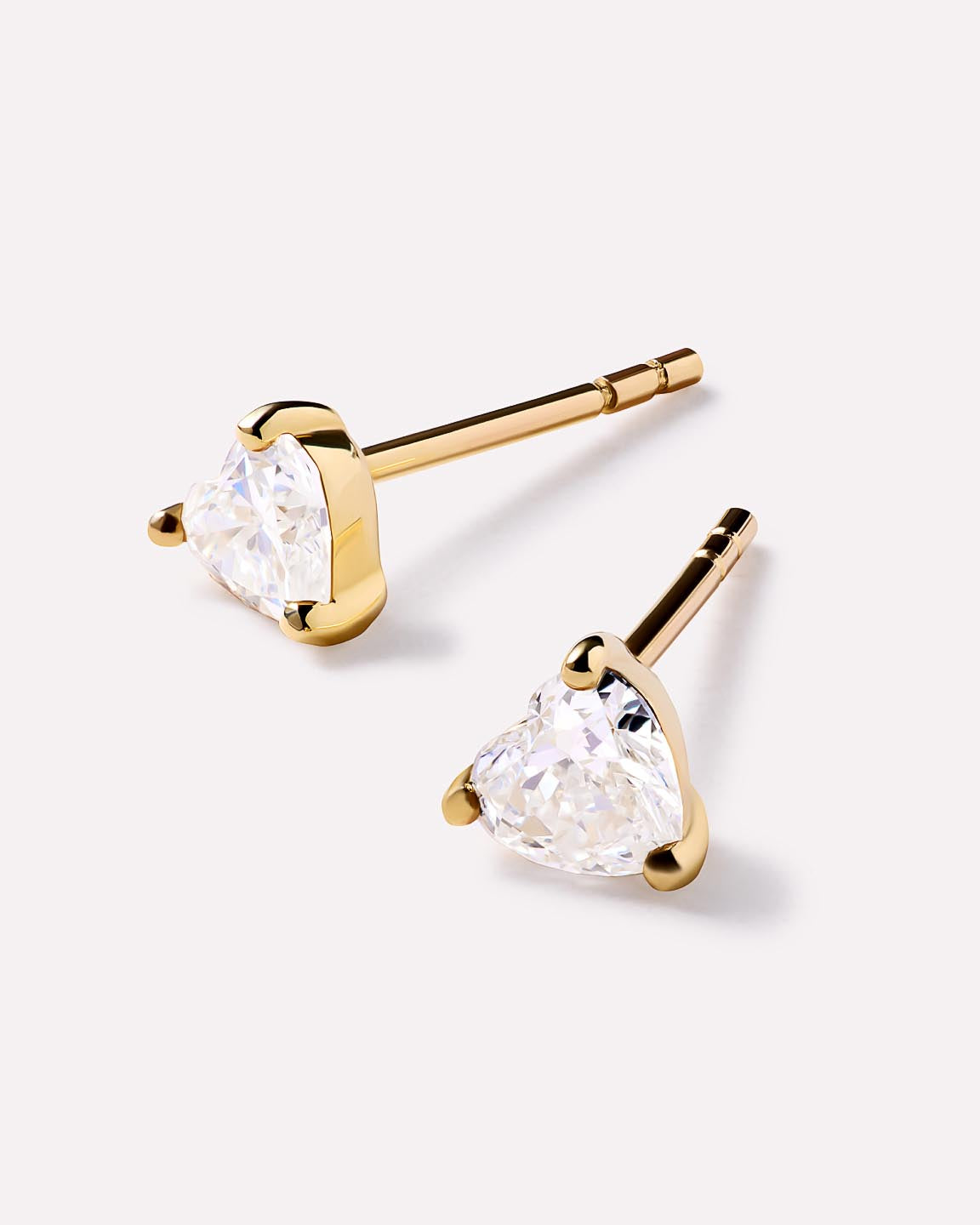 Solid Yellow Gold - Diamond Heart Studs