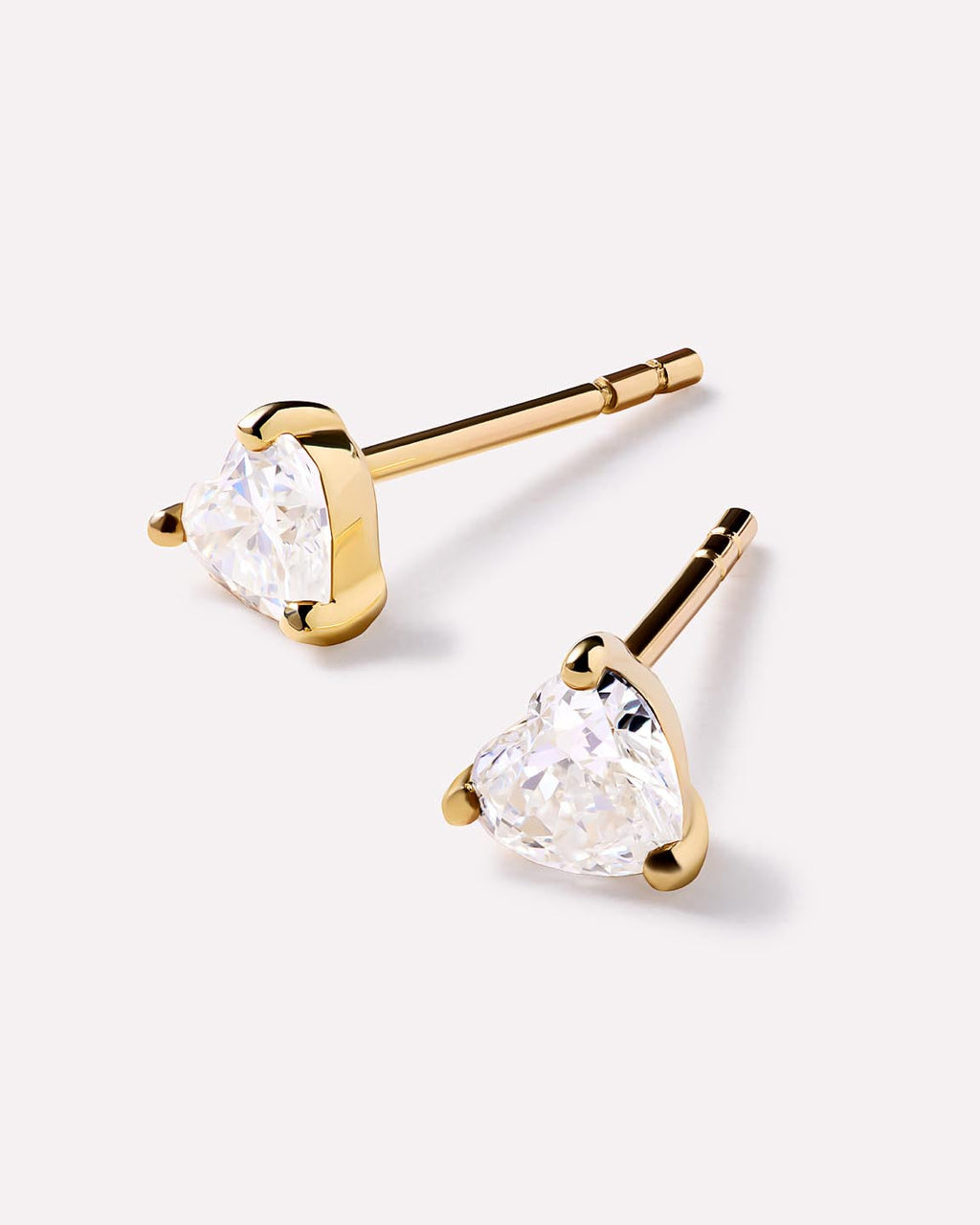 Solid Yellow Gold - Diamond Heart Studs