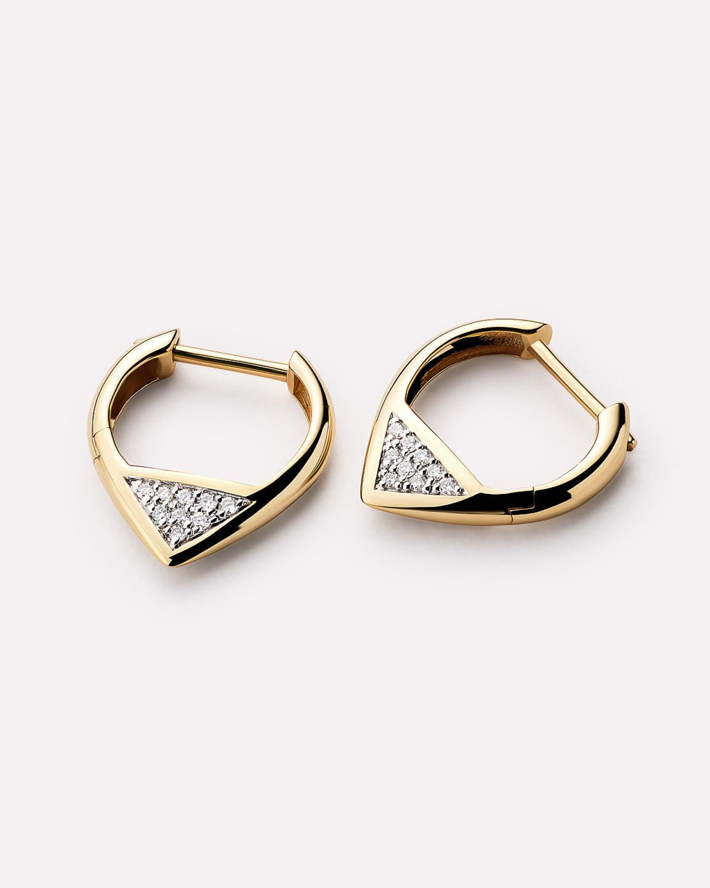 Solid Yellow Gold - Trillion Diamond Hoops