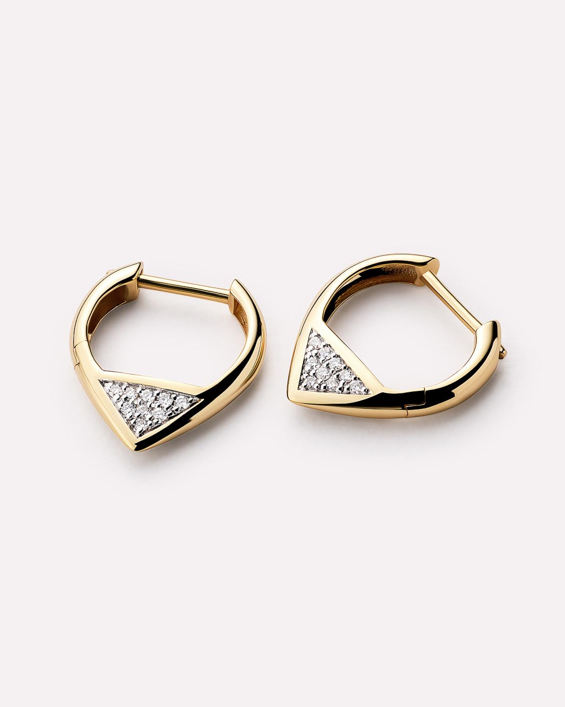 Solid Yellow Gold - Trillion Diamond Hoops