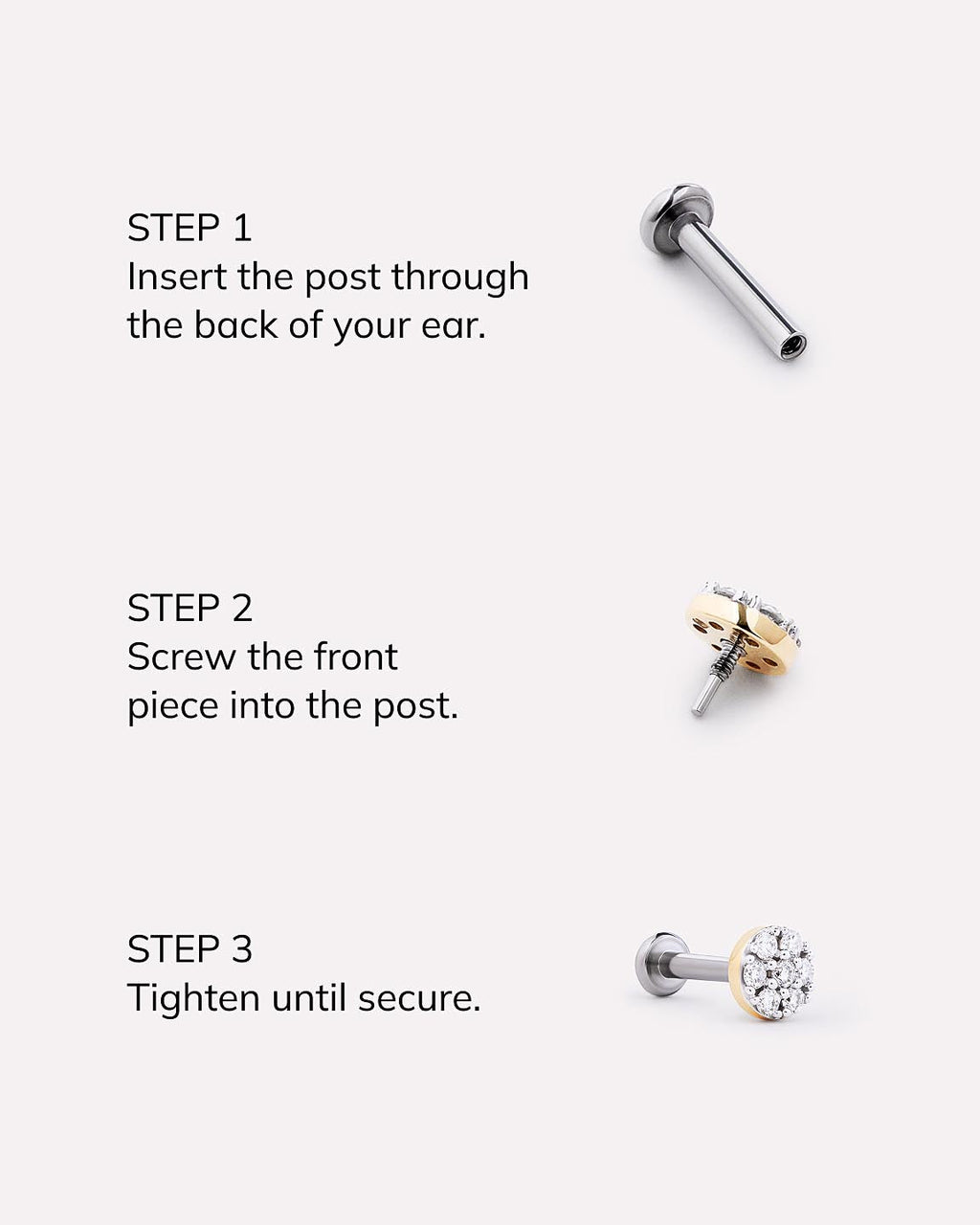 Solid Yellow Gold - Diamond Circle Flatback Single Stud