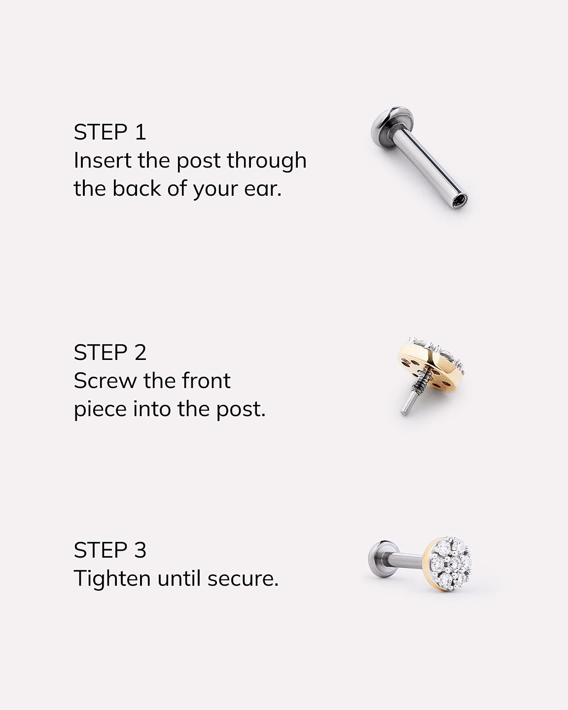 Solid Yellow Gold - Diamond Pear Flatback Single Stud