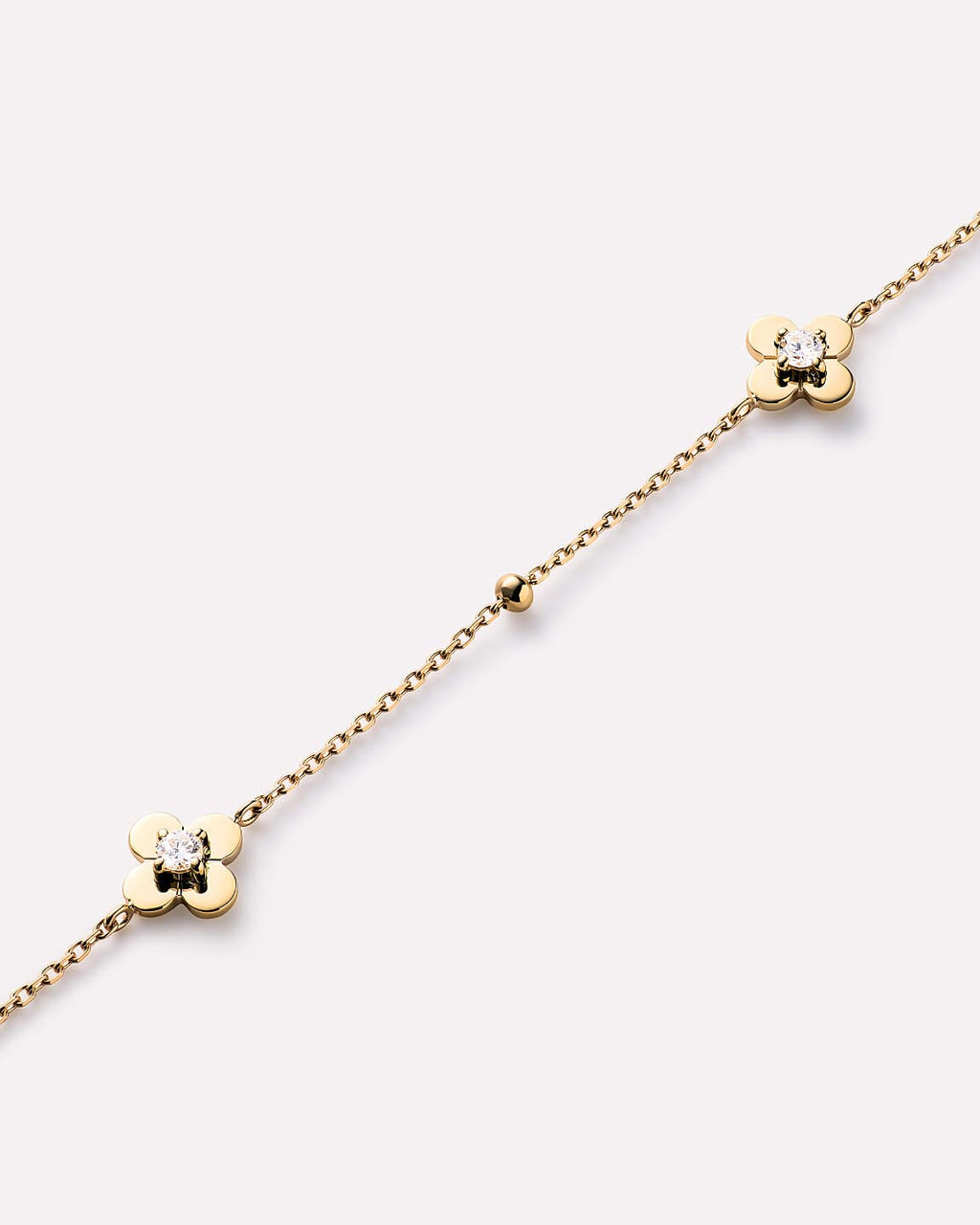 Solid Yellow Gold - Mini Flower Station Bracelet