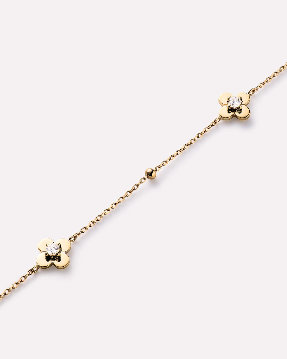 Solid Yellow Gold - Mini Flower Station Bracelet