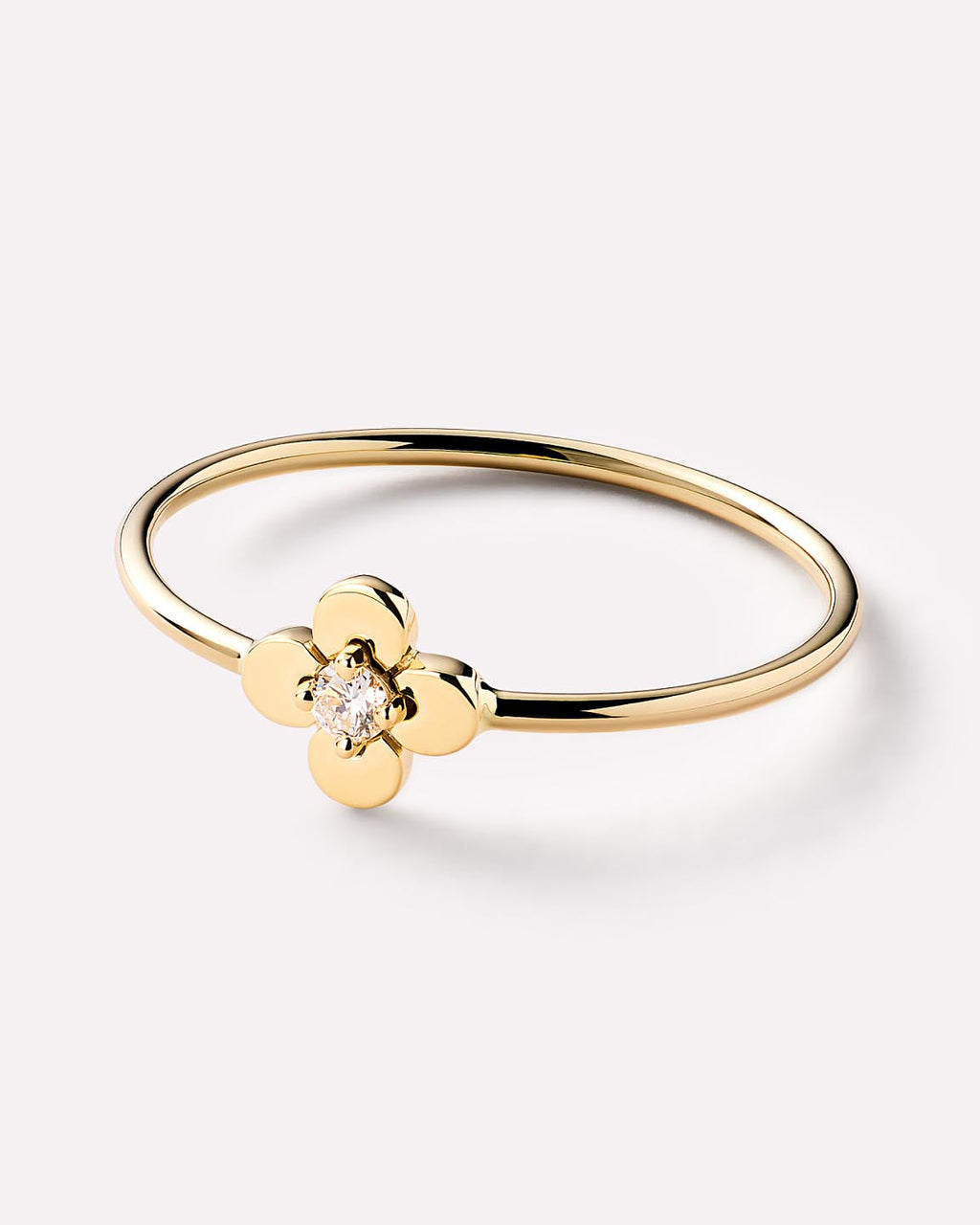 Solid Yellow Gold - Mini Diamond Flower Ring