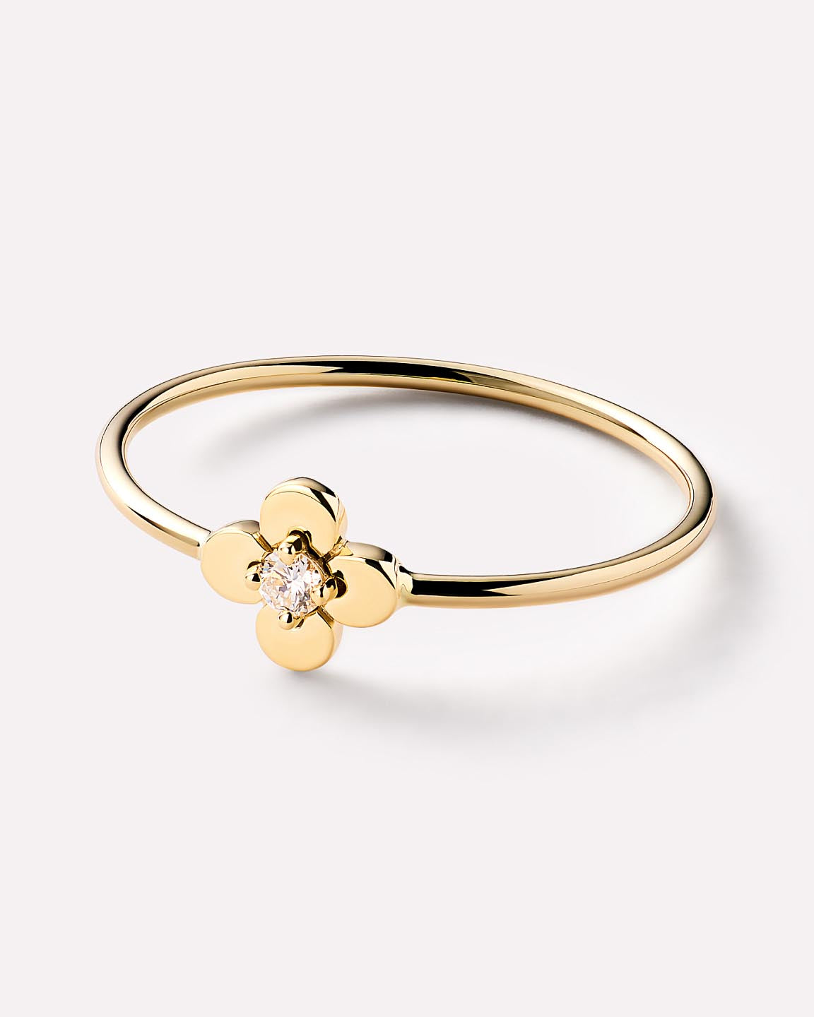 Solid Yellow Gold - Mini Diamond Flower Ring