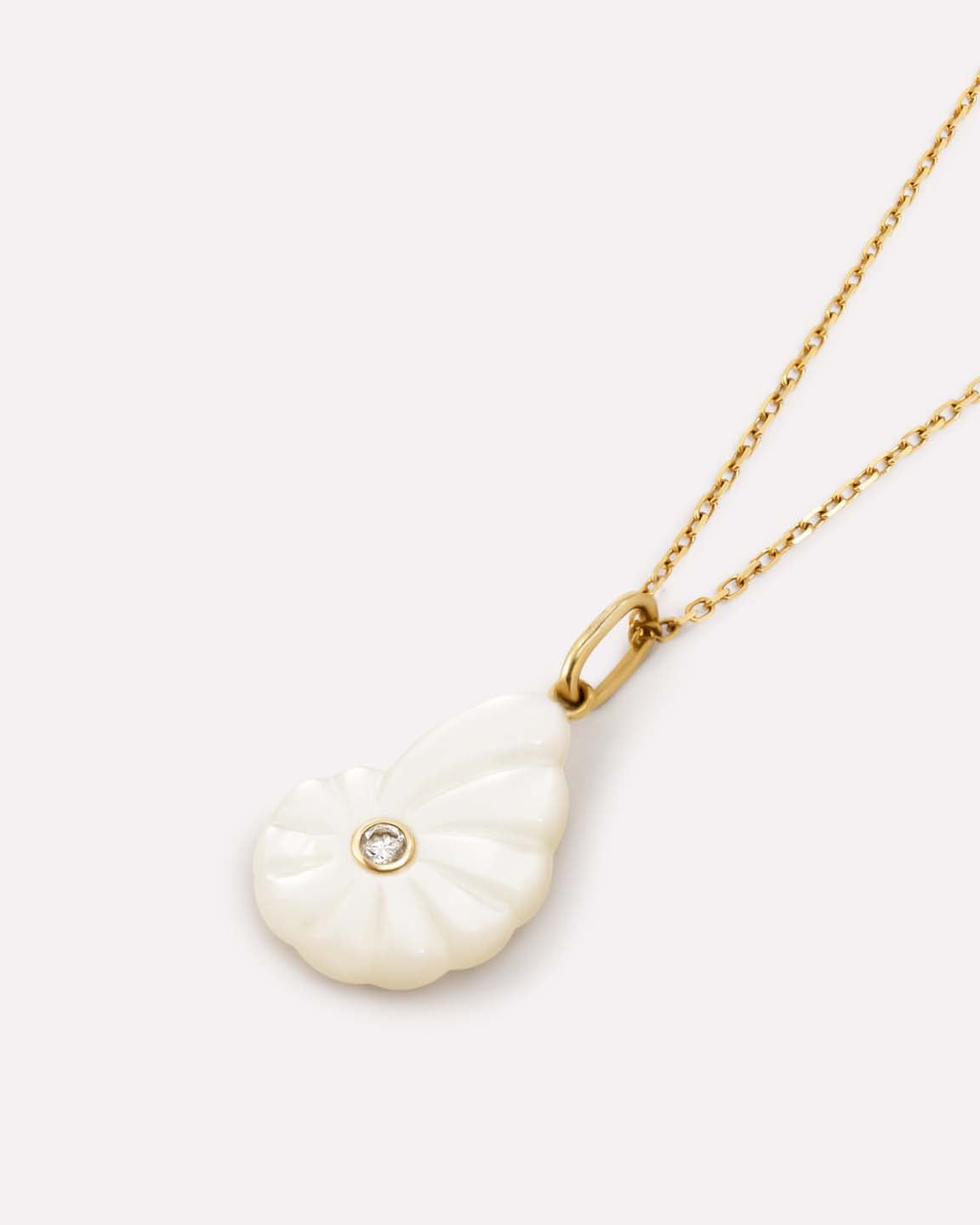 Solid Yellow Gold - Mother of Pearl Shell Charm