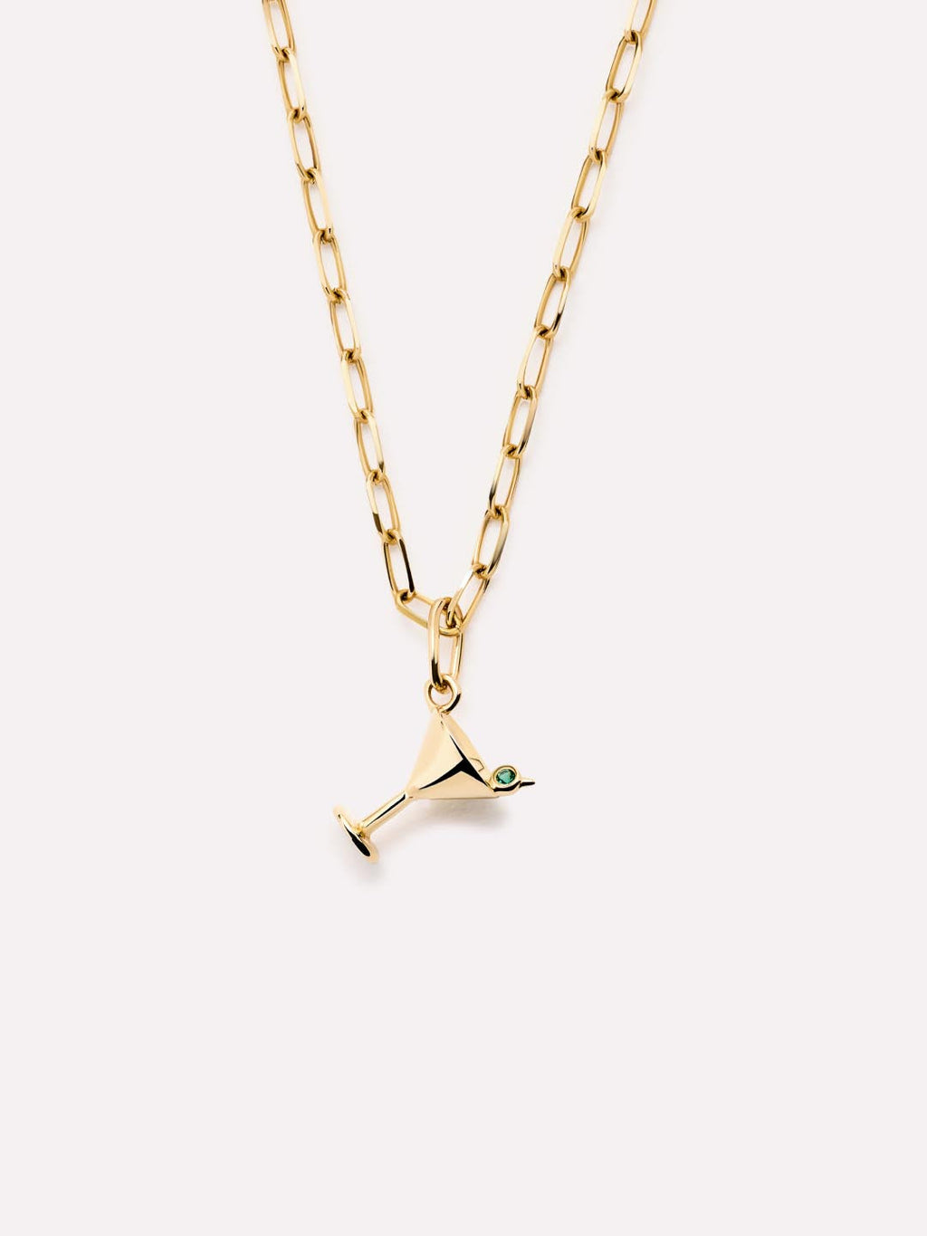 Solid Yellow Gold - Emerald Martini Charm
