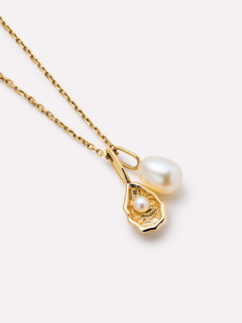 Solid Yellow Gold - Oyster Charm Necklace