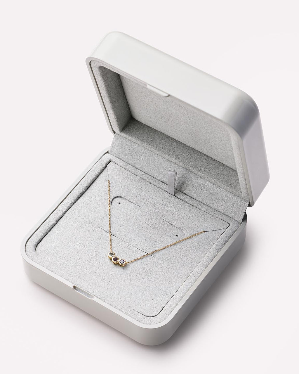 Solid Yellow Gold - 3 Stone Birthstone Necklace