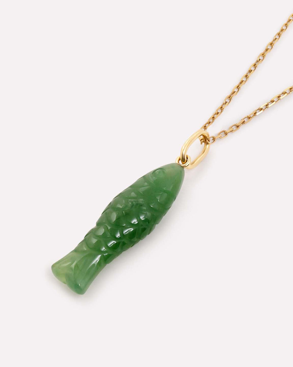 Solid Yellow Gold - Gemstone Fish Necklace