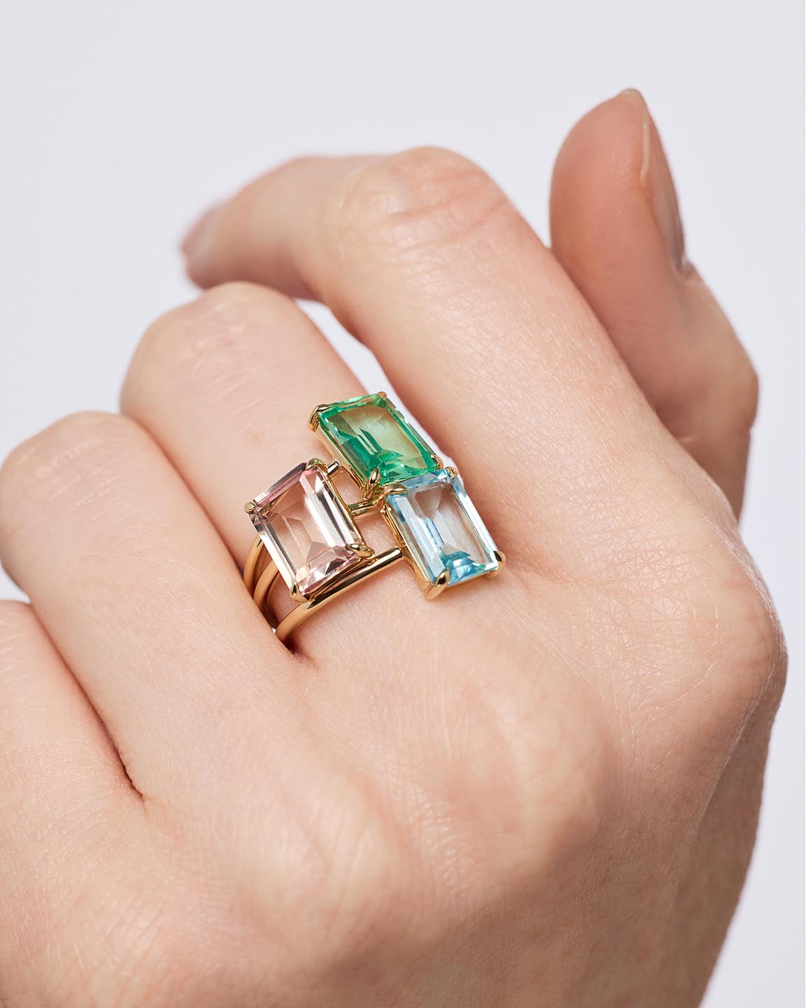 Solid Yellow Gold - Light Pink Sapphire Spritz Ring