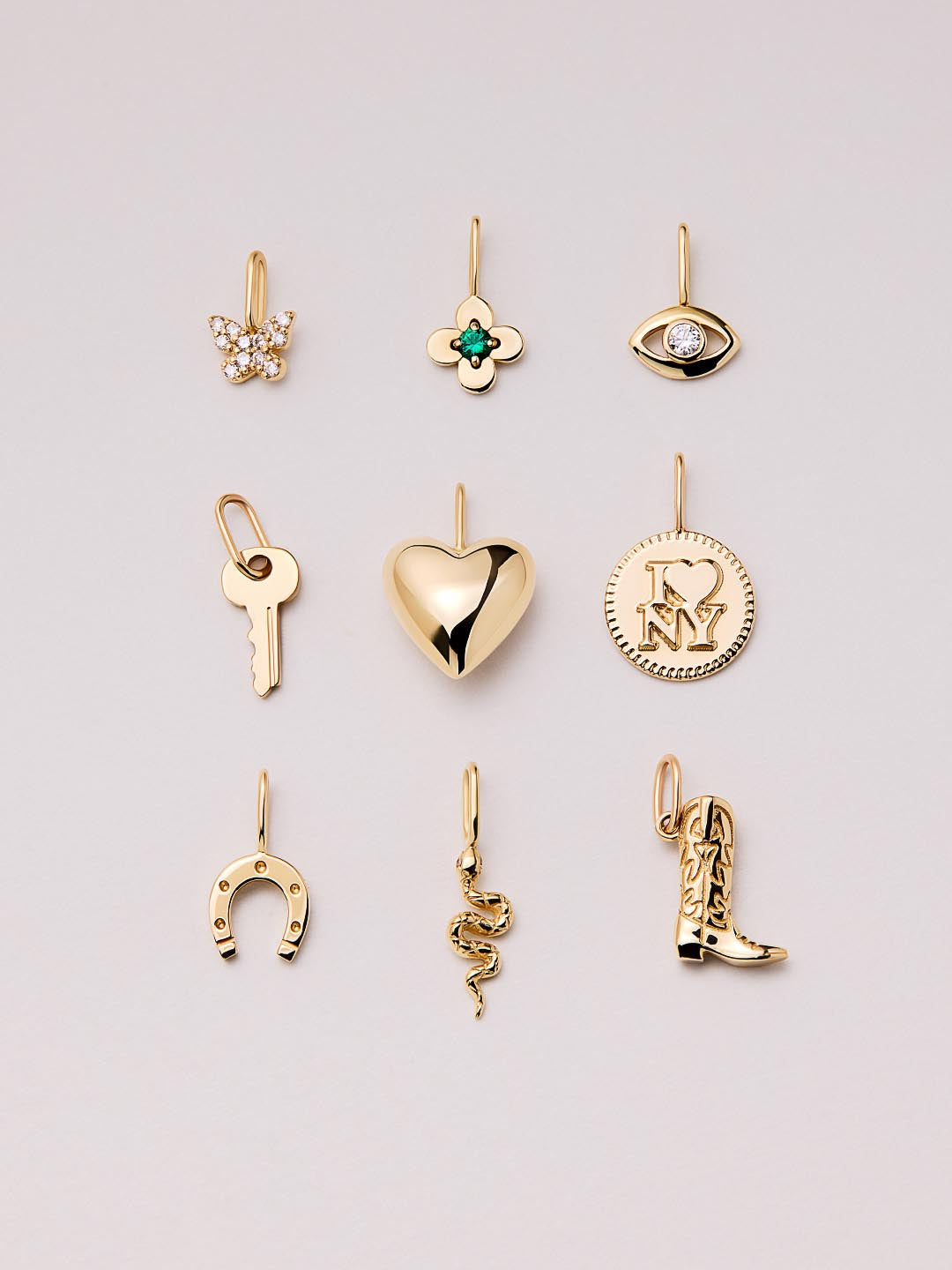 Solid Yellow Gold - Emerald Mini Flower Charm