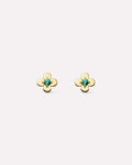 Solid Yellow Gold - Emerald Mini Flower Studs