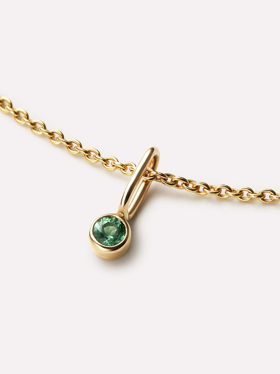 Solid Yellow Gold - Emerald Mini Birthstone Necklace