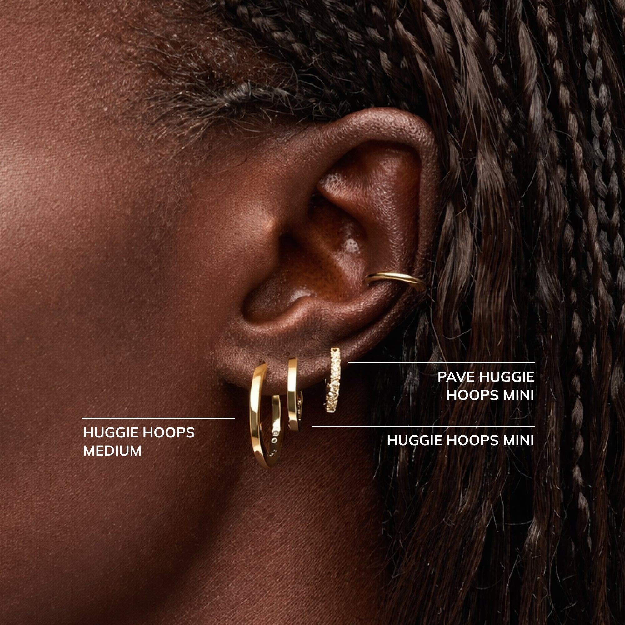Gold Huggie Hoop Earrings - Huggie Hoops Medium