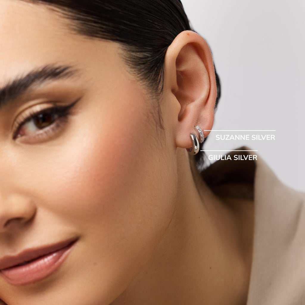 Huggie Hoop Earrings - Suzanne Silver